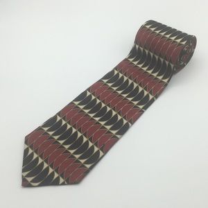 Umberto Bossi Red Black Gold All Silk Pattern Tie